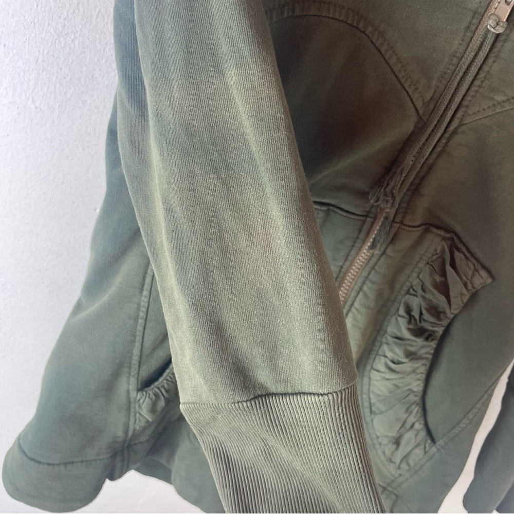 Olive Green Women's Zip Hoodie Sweatshirt - Picture 2 of 16